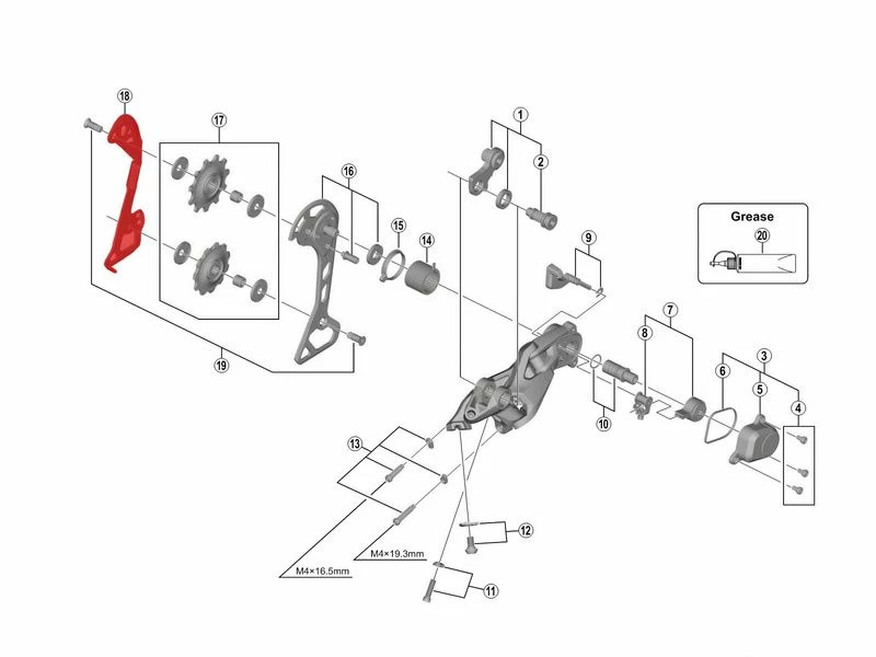 Shimano Chape Interne Pour Dérailleur SLX M7000 - Chape Moyenne 3 Shimano Chape Interne Pour Dérailleur SLX M7000 - Chape Moyenne